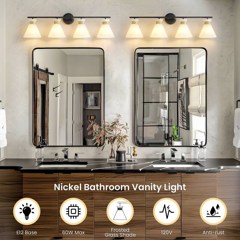 Dimmable Bathroom Vanity Light with Glass Shade