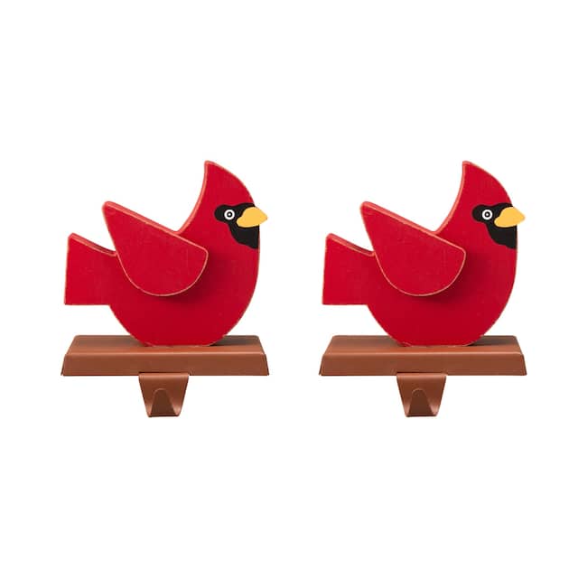 Glitzhome Christmas Cardinal Metal Stocking Holder - Two Cardinals