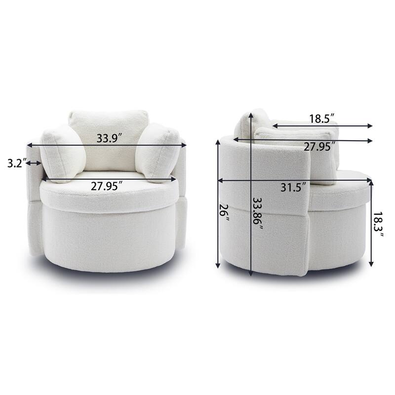 Teddy Fabric Swivel And Storage Chair w/Back Cushion For Living Room