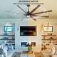 preview thumbnail 27 of 83, YUHAO 84 In. Indoor/Outdoor Modern Industrial Large Windmill Aluminum Blade Ceiling Fans With Lights, Quiet DC Motor and Remote