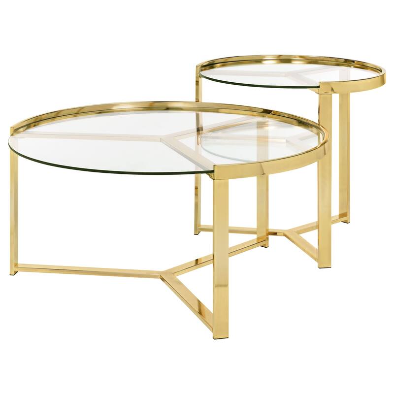 Delia 2-Piece Round Glass Top Nesting Coffee Table