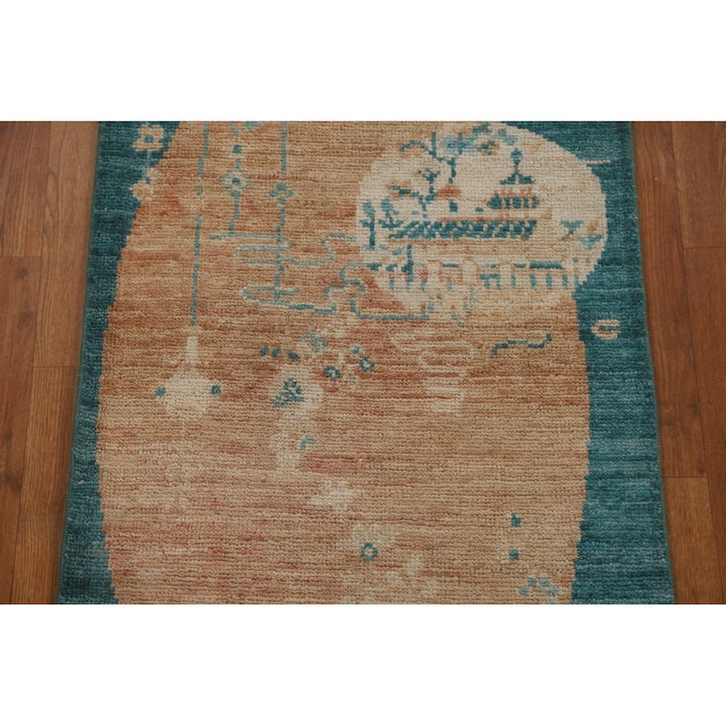 Animal Pictorial Art Deco Oriental Rug Wool Hand-knotted Foyer Carpet - 2'1" x 4'0"