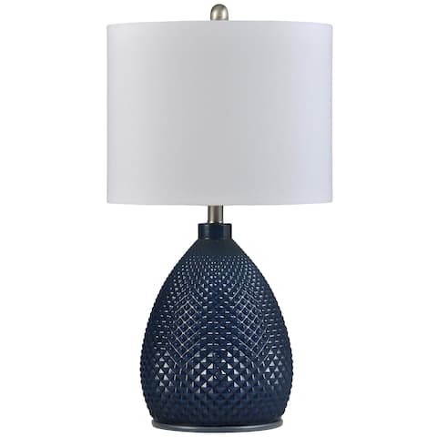 StyleCraft 1-light Glass Table Lamp with White Linen Shade