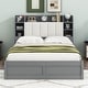 preview thumbnail 11 of 14, Wood Queen Size Platform Bed with Storage Headboard, Shelves and 4 Drawers