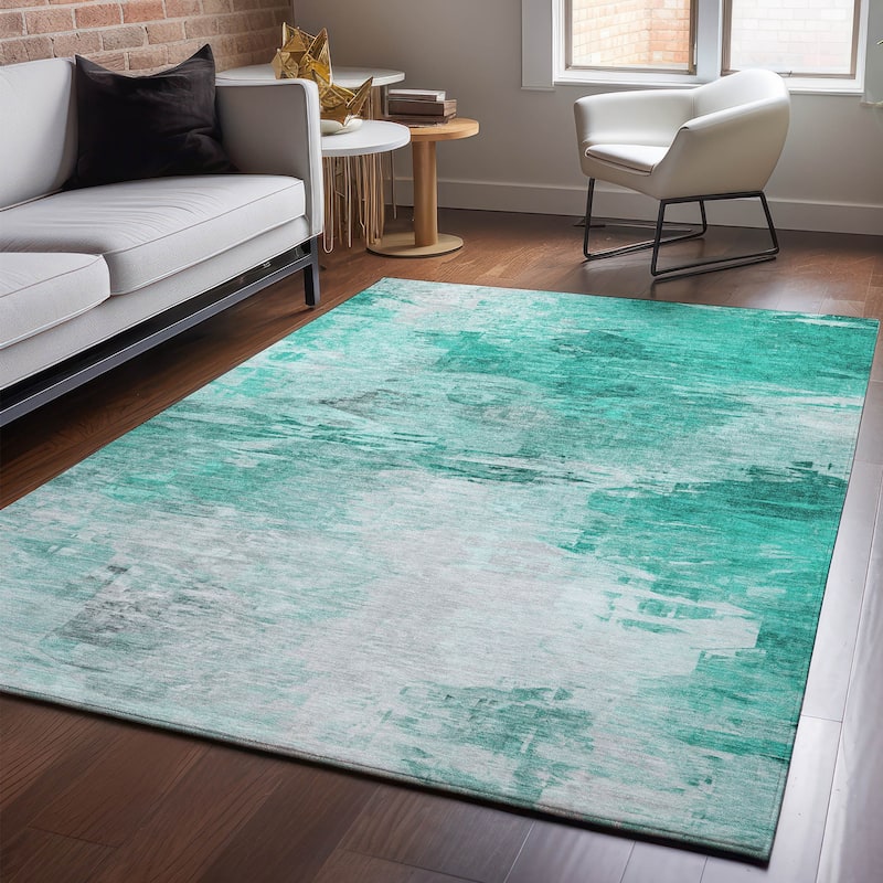 Premium Washable Super Soft Watercolor Mayfield Rug - Teal - 10' x 14'
