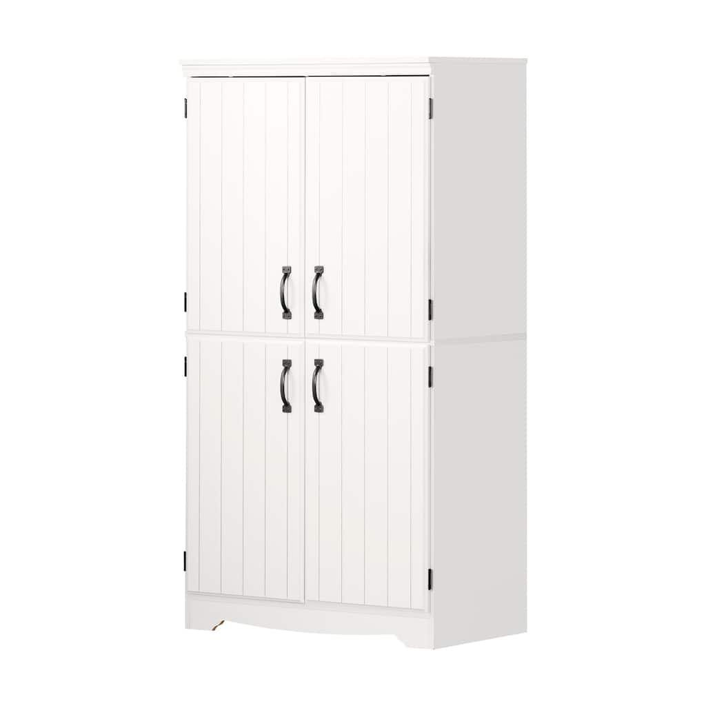4-Door Storage Cabinet White with Adjustable Shelves - Farmhouse Style Armoire for Dining Room or Bedroom