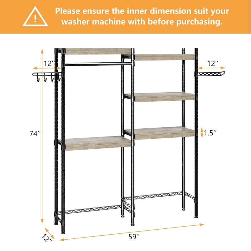 Washer and Dryer Shelves, 5 Tiers Laundry Room Storage and Organizer