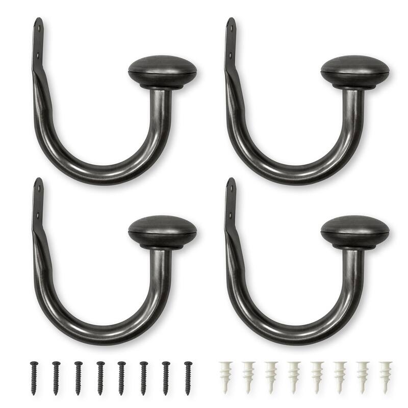 Lumi 3/4 in. Dia. Curtain Holdback (2-Pack / 4-Pack) - 4 PACK - Gunmetal