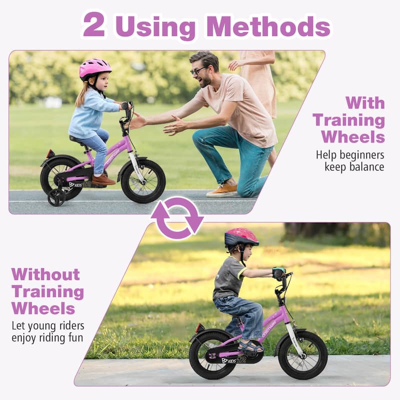 Costway 12"/14"/16"/18" Kids Bike for 3-4 Years Old Boys & Girls with