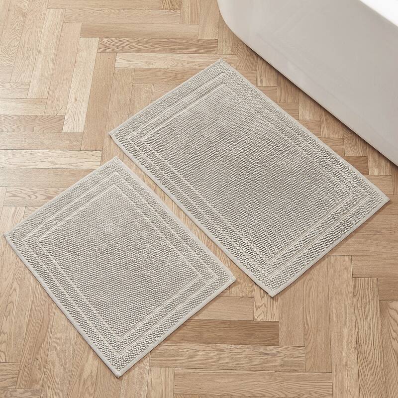 Hunter Luxe Looped Cotton Bathmats - 17"x24"/20"x32" - Antarctica Gray