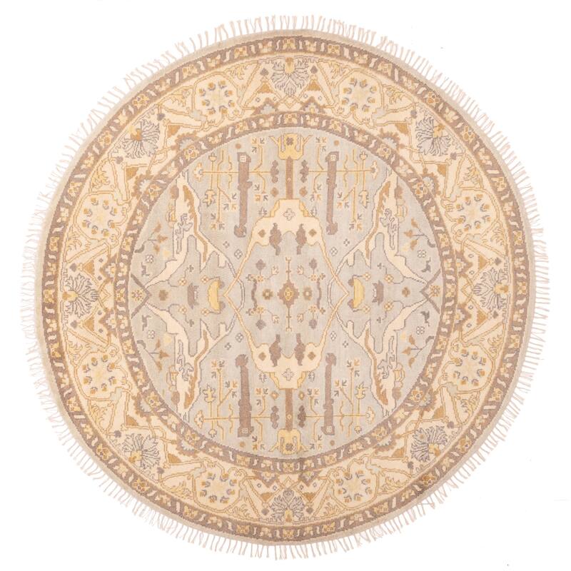 ECARPETGALLERY Hand-knotted Royal Oushak Grey Wool Rug - 8'0 x 7'9