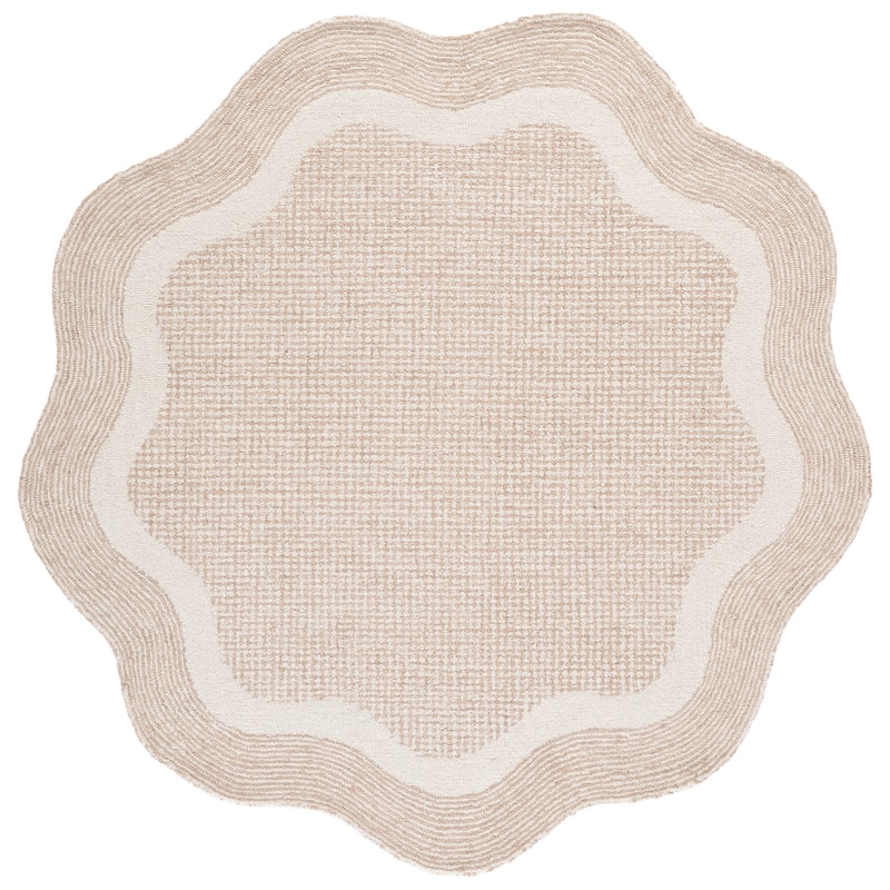 SAFAVIEH Handmade Ebony Steliyana Wool Rug - 6' Round - Ivory/Beige