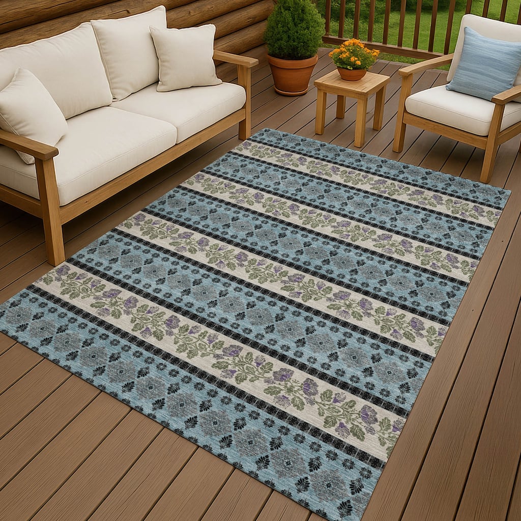 Machine Washable Indoor/ Outdoor Stripe Sochi Chantille Rug