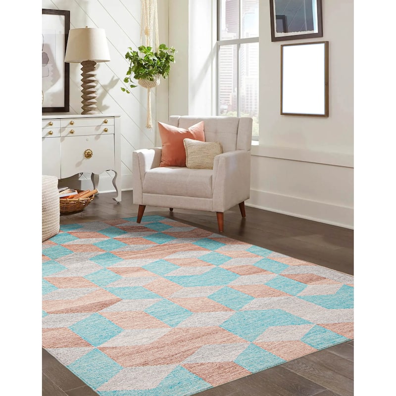 ECARPETGALLERY Flat-Weave Ankara FW Turquoise Wool Kilim - 5'2 x 7'10