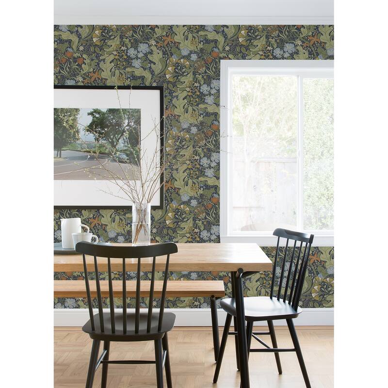 A-Street Prints Elise Indigo Nouveau Gardens Wallpaper