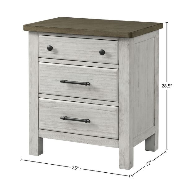 Timber Ridge 3-Drawer Wood Nightstand, Weathered Washed Sierra