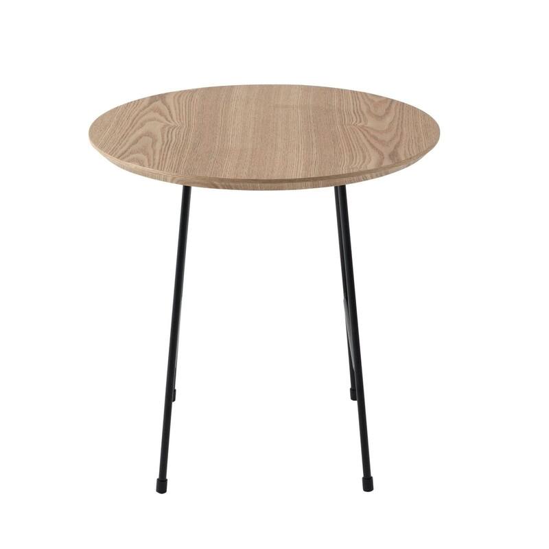 Rossmore Round Side Table MDF Wood Tabletop and Stainless Steel Frame Accent End Tables