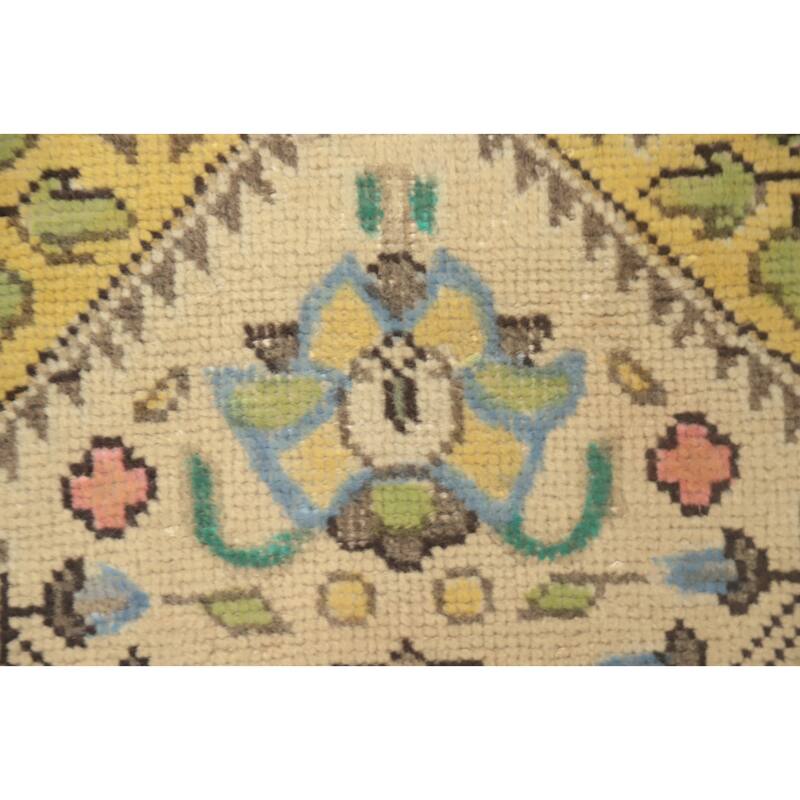 Hand Knotted Oriental 100% Wool Carpet Traditional Floral Beige & Ivories Tabriz Area Rug - 9' 5'' X 6' 5''
