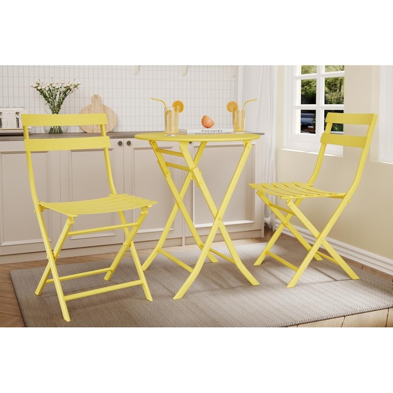 3-Piece Patio Bistro Set Folding Bistro Table and 2 Chairs