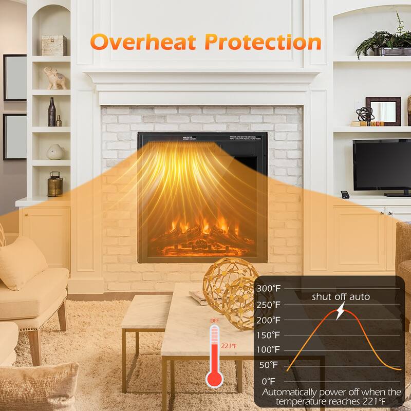 Costway 22.5'' Electric Fireplace Heater Inserts Recessed Ultra Thin - See Details