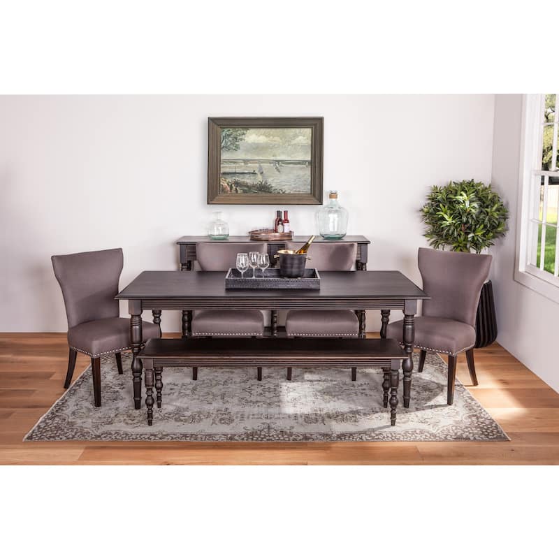 Quincy Set of Two Charcoal Grey Dining Chairs with Nailhead Trim