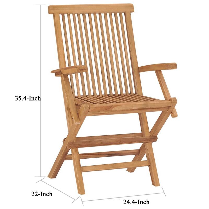 Patio Accent Chair Set of 8, Folding Design, Natural Brown Teak Wood