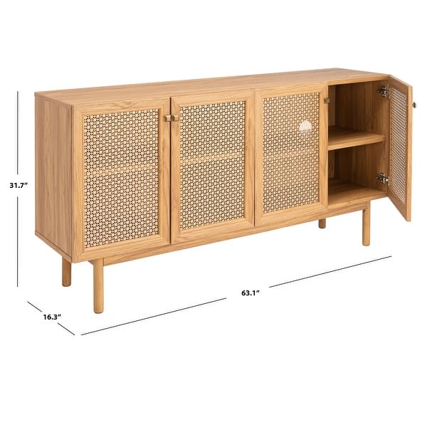 dimension image slide 2 of 4, SAFAVIEH Piran 63-inch 4-Door Storage Media TV Stand - 63.1" W x 16.3" D x 31.7" H