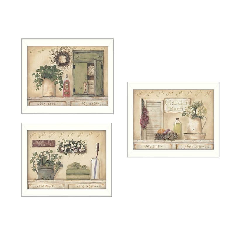 TrendyDecor4U Contemporary "Garden Bath Collection" 3-Piece Vignette by Pam Britton