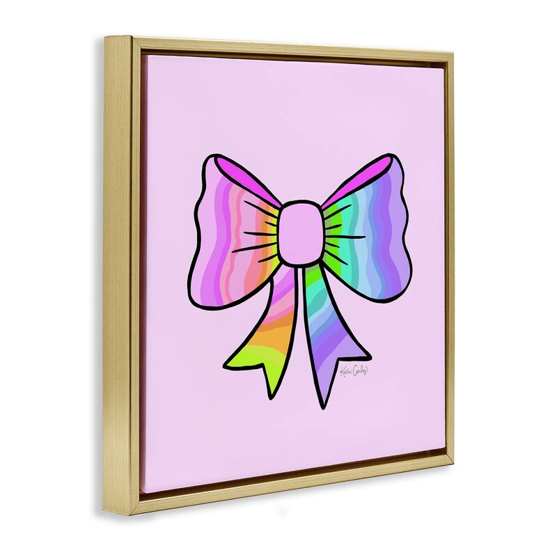 Stupell Pastel Rainbow Ombre Ribbon Framed Floater Canvas Wall Art Design By Katie Conley