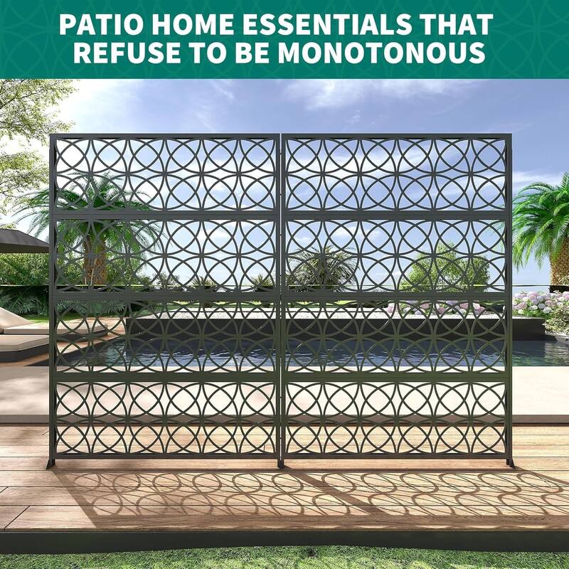1pcs 72 in H x 46 in W Metal Privacy Screen Panel Freestanding Rust-Resistant Outdoor Divider Leaf Style