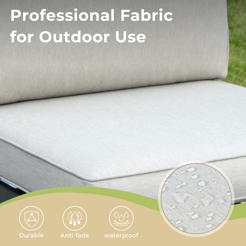 10-Seat Patio Sectional sofa set, E-coating Steel frame Conversation Sets with Built-in Side Table , Grey Cushion