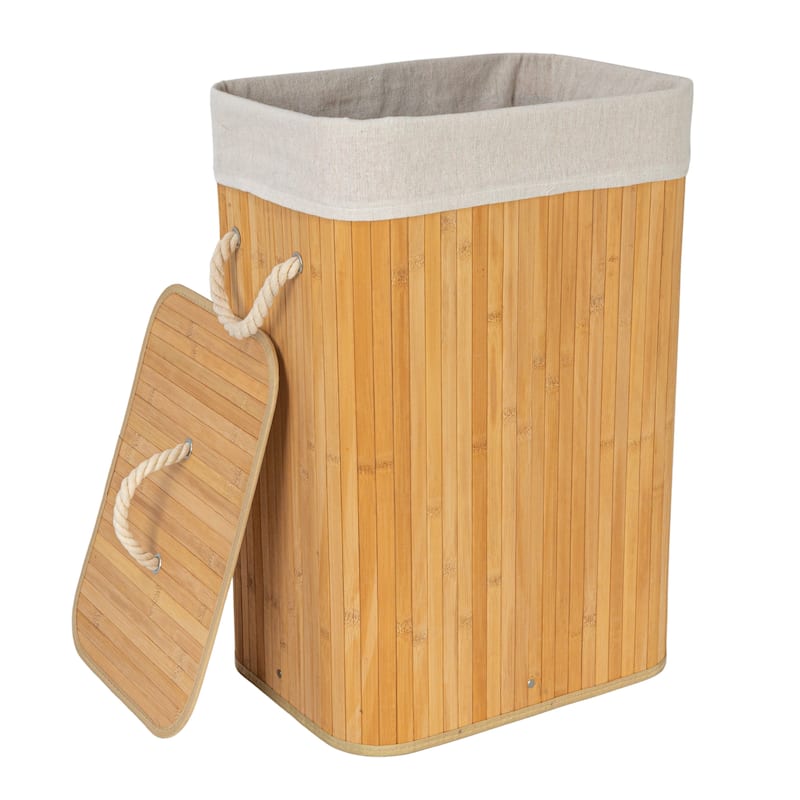 Household Essentials Bamboo Laundry Hamper with Handles and Removable Laundry Bag