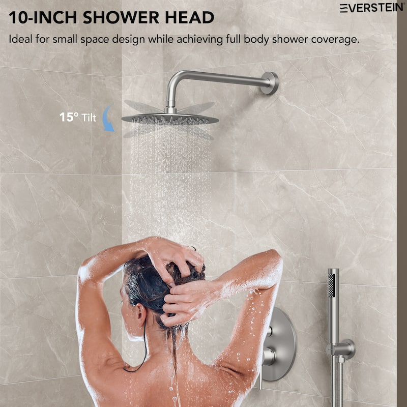 Pressure Balance Shower System with 10" Rainfall Shower Faucet and Handheld Shower Spray