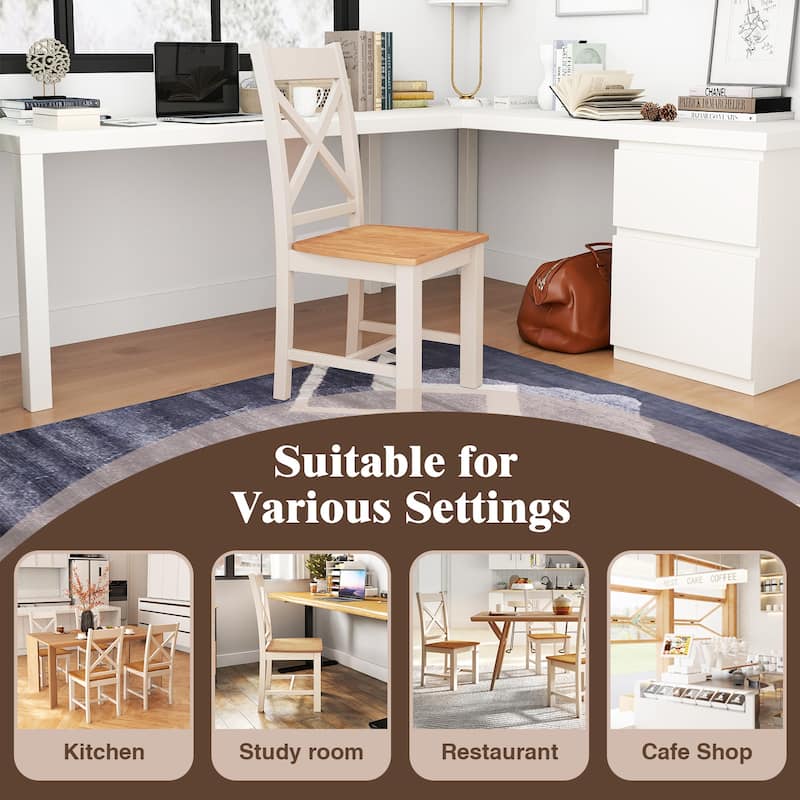 Gymax Modern Wooden Dining Chairs Set of 4 w/ High Back Rubber Wood