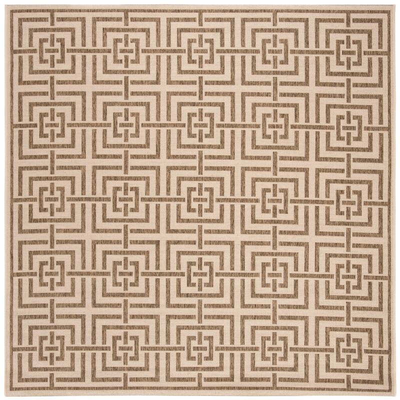 SAFAVIEH Linden Darla Indoor/ Outdoor Waterproof Patio Backyard Rug - 6'7" Square - Cream/Beige
