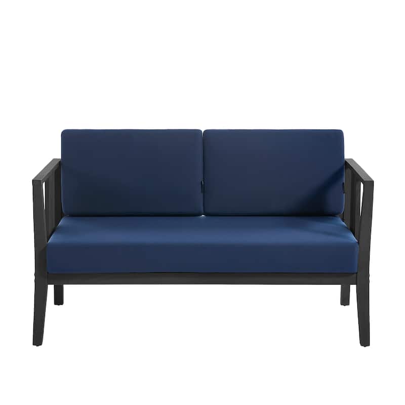 Outdoor Patio Wood Loveseat with Cushion