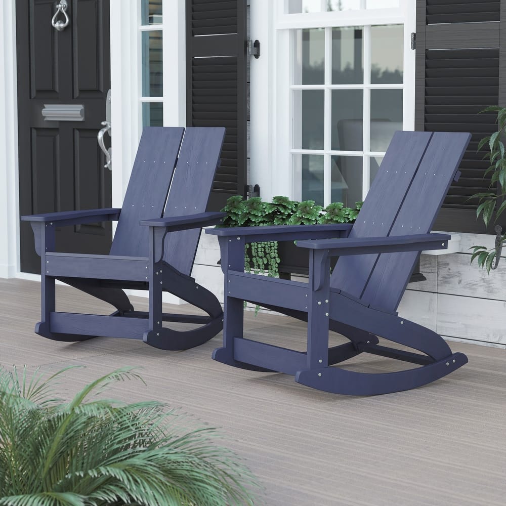 Indoor/Outdoor modern 2-Slat Adirondack Poly Resin Rockers - Set of 2