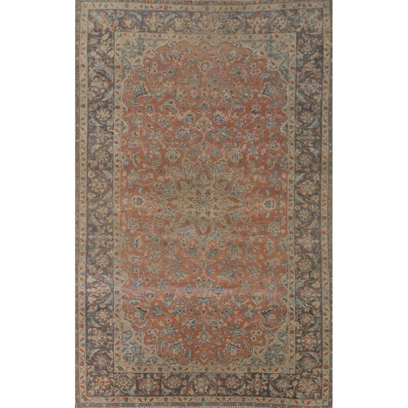 Traditional Najafabad Persian Vintage Rug Hand-Knotted Wool Carpet - 6'11"x 10'5"
