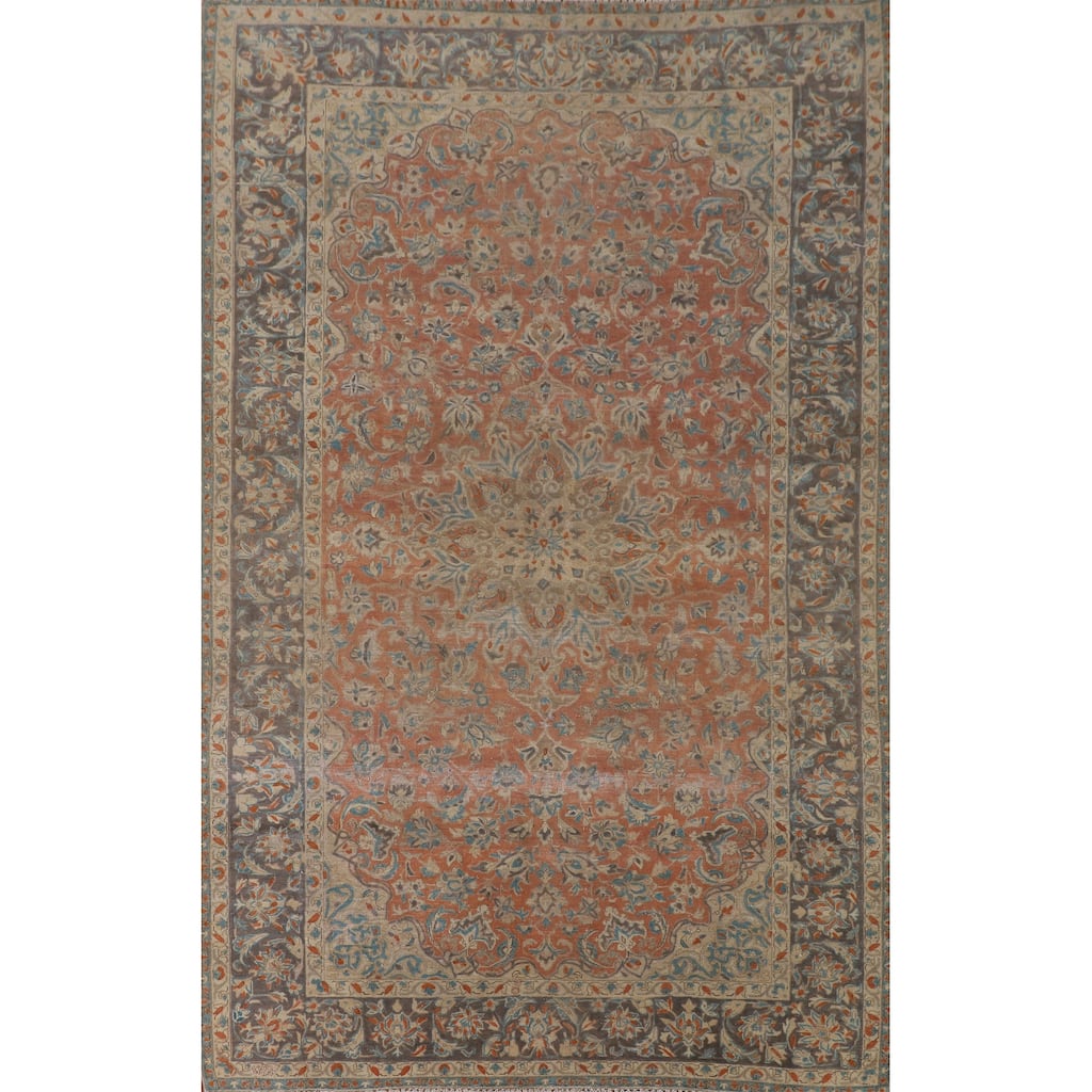 Traditional Najafabad Persian Vintage Rug Hand-Knotted Wool Carpet - 6'11"x 10'5"