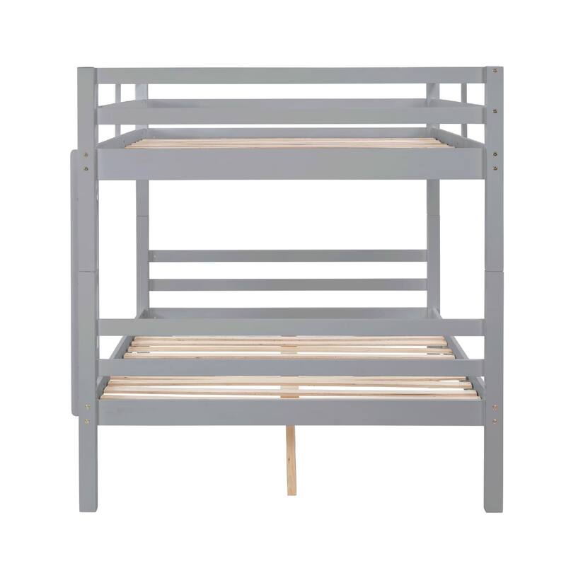 Full Over Full Bunk Bed, Thick Wood Posts, High Guardrail, Ladder