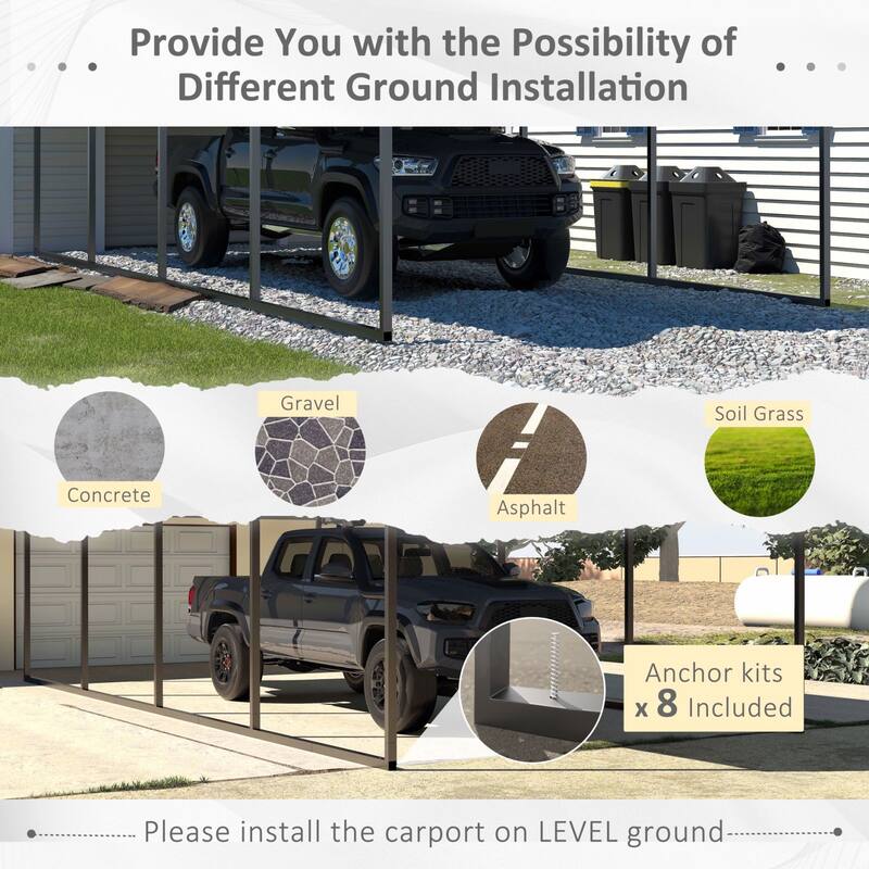 VEIKOUS Heavy Duty Metal Carport Galvanized Steel Shelter for Cars, Boats, and Tractors