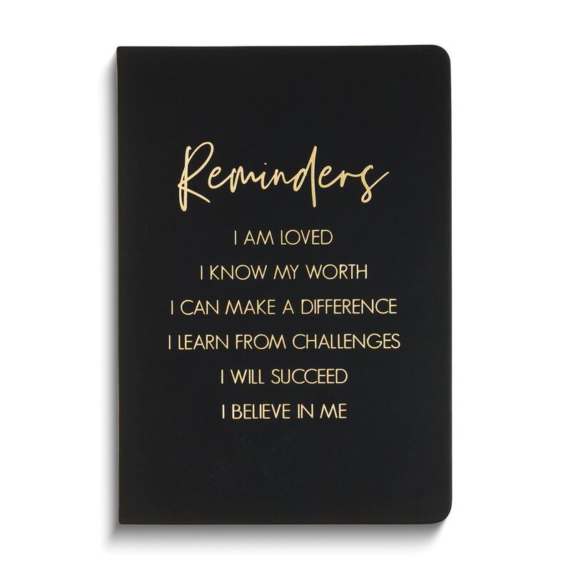 Curata Thomas and Cocoa Black and Gold Foil Reminders 6x8in 256 Lined Pages Journal
