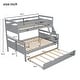 preview thumbnail 4 of 12, Gray Twin over Full Pine Wood Bunk Bed with Ladder and Twin Size Trundle