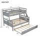 preview thumbnail 4 of 18, Twin over Full Bunk Bed with Ladder, Trundle, and Guardrail, Grey