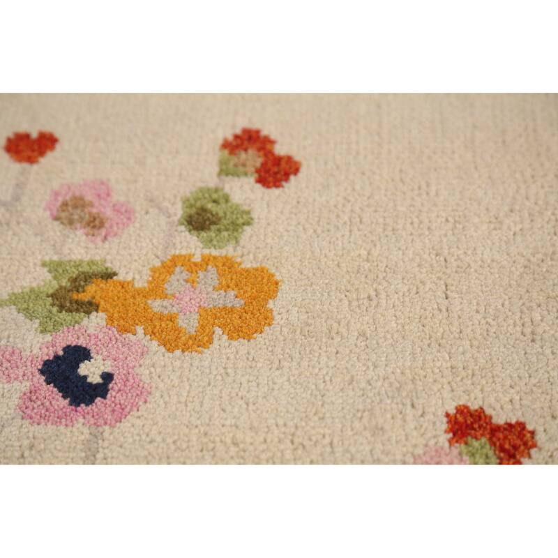 Floral Heriz Serapi Indian Area Rug Handmade Wool Carpet - 7'9" x 9'9"