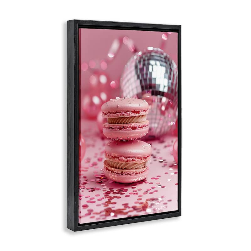 Stupell Pink Macaron Disco Framed Floater Canvas Wall Art Design By LSR Design Studio