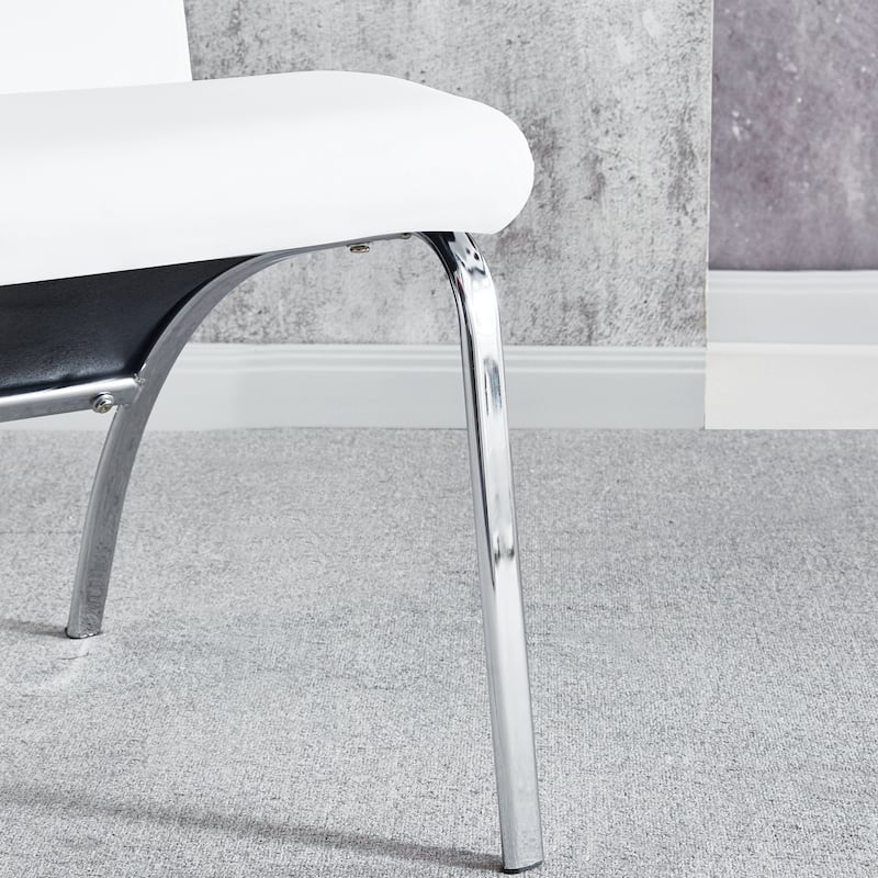 Leatherette Dining Chair with Silver Metal Legs Set of 2
