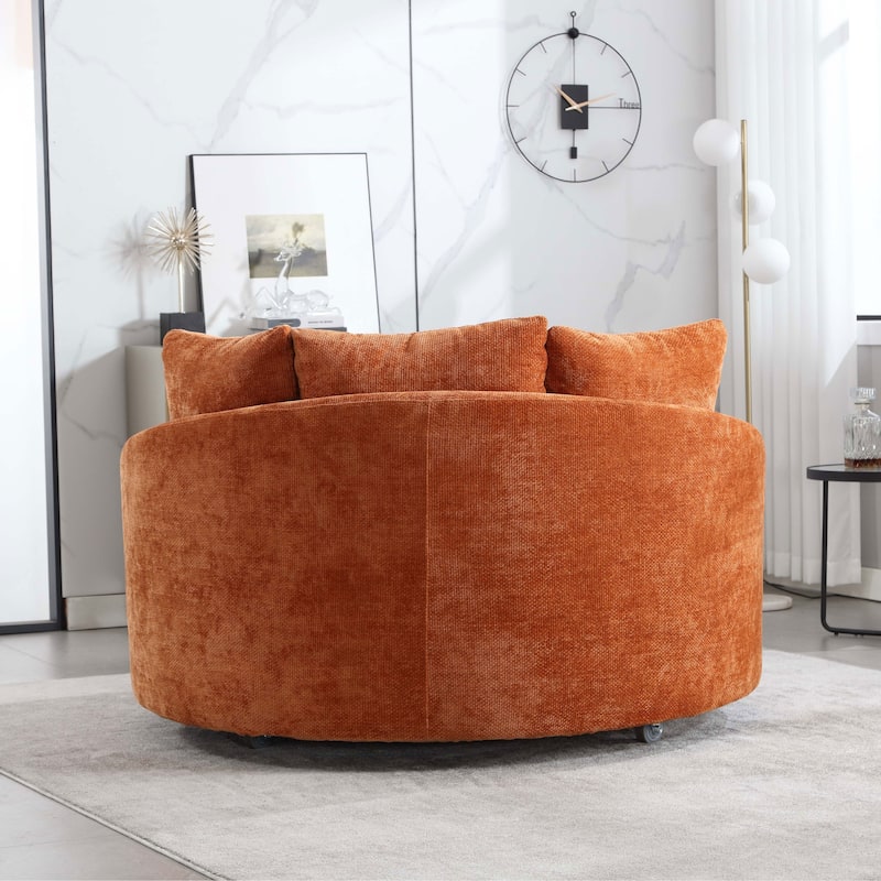 59.8''W Modern Oversized Sofa Chair, Round Accent Barrel Chair With 5 Pillows