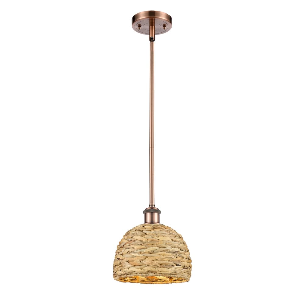 Innovations Lighting Woven Rattan - 1 Light 8" Stem Hung Pendant