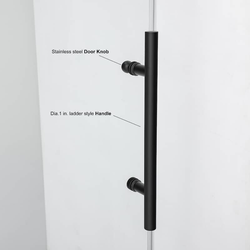 Villena 52" W x 78" H Single Sliding Shower Enclosure,Matt Black - 52 inches